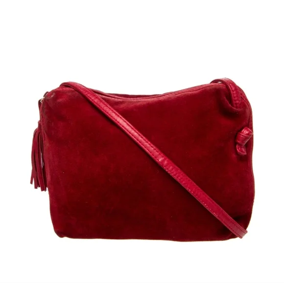 Bottega Veneta Authentic Red Suede Crossbody Bag - Picture 2 of 6